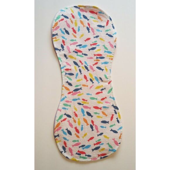 Baby Flannel Burp Cloth Contoured Cotton Double Layer Handmade Fish Pink Back - Picture 1 of 6